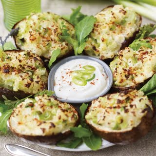 SPRING ONION AND CELERY LOADED POTATO SKINS